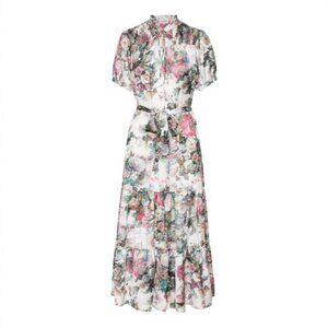 KARMAMIA Eve Dress White Eden Floral Midi Dress NWT